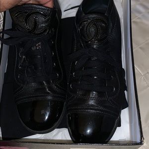 authentic leather chanel sneakers.